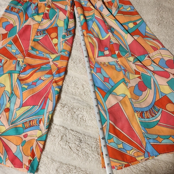 Women’s Sz S Palooza Pants Wide Leg Multicolor Elastic Waist Drawstring - Picture 3 of 7